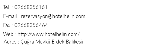 Hotel Helin telefon numaralar, faks, e-mail, posta adresi ve iletiim bilgileri